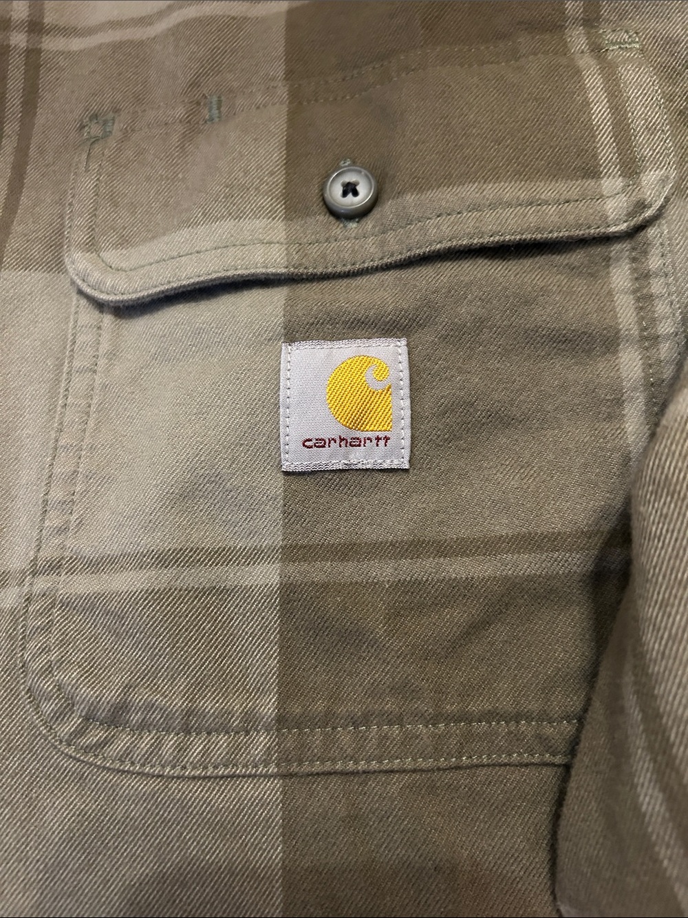 Carhartt Olive Green Plaid Button-Down Shirt - Picture 3 of 4